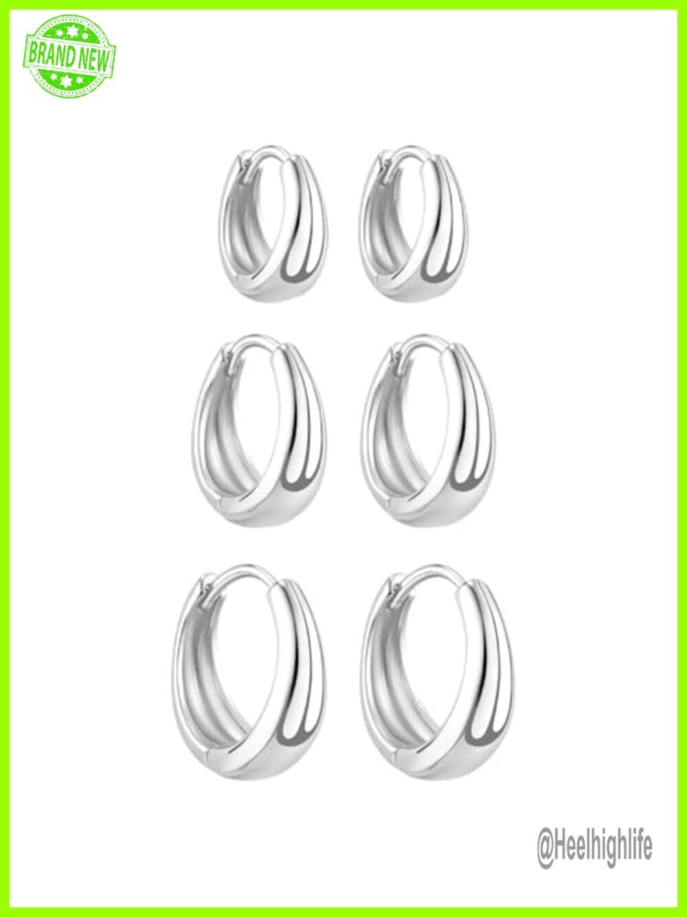 Silver Huggie Hoop Earrings Set Lightweight Everyday Wear